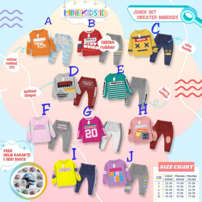 [Ankho_Shop] Minekids Id Setelan Joger dan Sweter Crewnek Anak