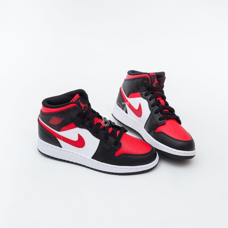 Air Jordan 1 Mid Black Fire Red GS Women