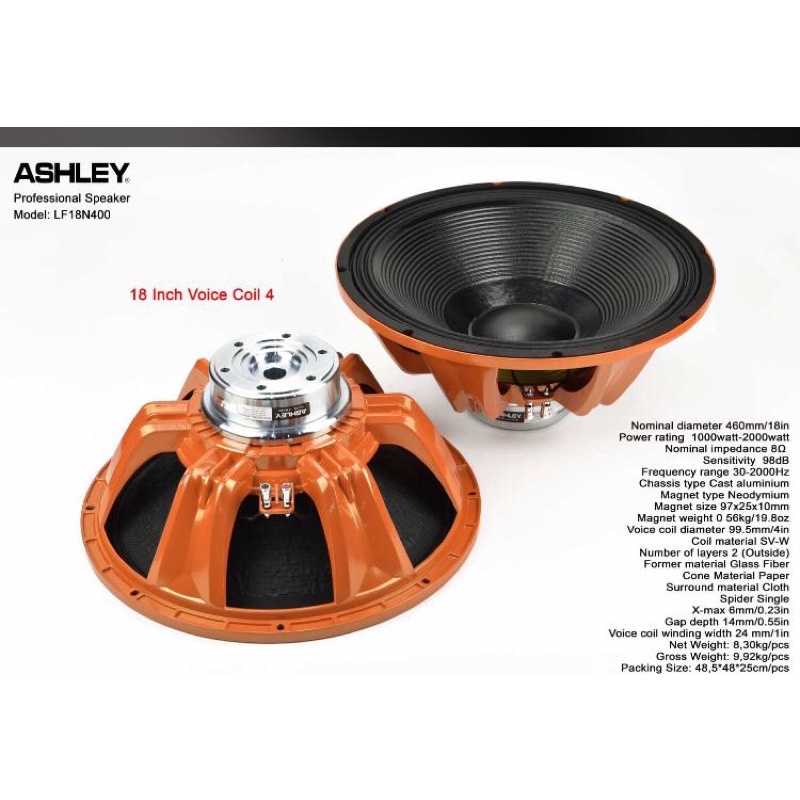 Speaker Component Ashley LF18N400 Original LF 18 N400 18 inch neo