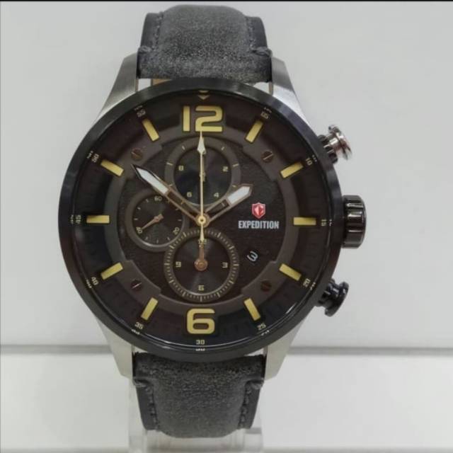 Jam Tangan Expedition 6775 Pria Gray Leather Original