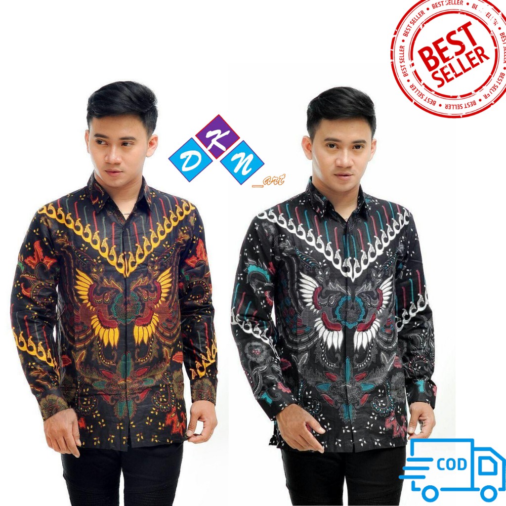  Baju  batik  atasan pria  kemeja batik  lengan  panjang  batik  