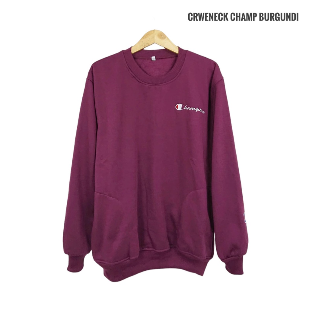 Sweater Oversize Champion Bordir Dada Premium Unisex Pria Wanita