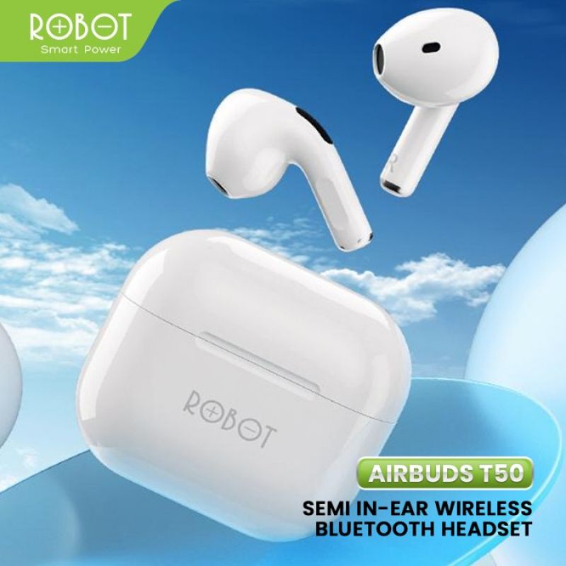 Robot Airbuds T50 Headset Bluetooth 5.1 Wireless Earphone Earbuds IPX4 TWS-6