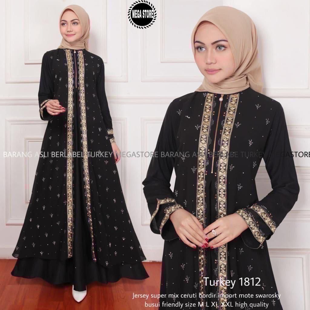 TURKEY 1812 Gamis Abaya Dress Dubai Arabian Style BUSUI untuk Wanita Ibu ibu Remaja Untuk Pesta Kond