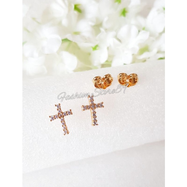 Ready Anting Tusuk Salib Fashion anting rohani perhiasan lapis emas xuping yaxiya impor anting dewasa anting salib bestseller bestquality premium impor