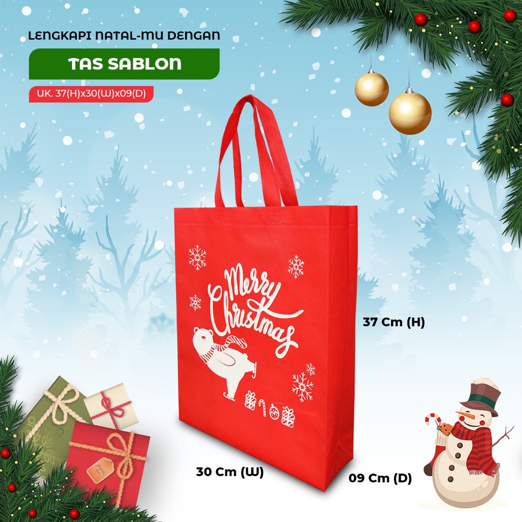 

( Murah Berkualitas ) tas natal murah tas spunbond xmas goodie bag natal uk. 37x30x9