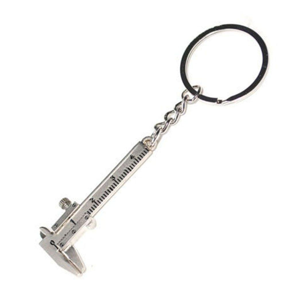 Lanfy Vernier Caliper Key Chain Fashion Klasik Perak Hadiah Ulang Tahun 3D Liontin Bergerak Perhiasan Key Holder