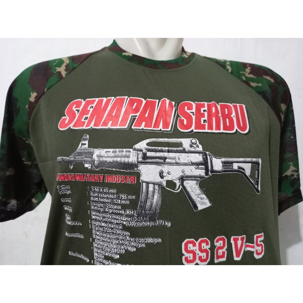 Kaos Oblong Pria Sablon SENAPAN SERIBU Kombinasi Doreng Malvinas