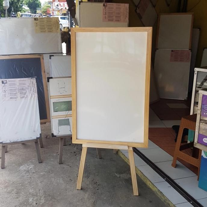 @=@=@=@=] papan tulis whiteboard list dan standing kayu 60x80 cm