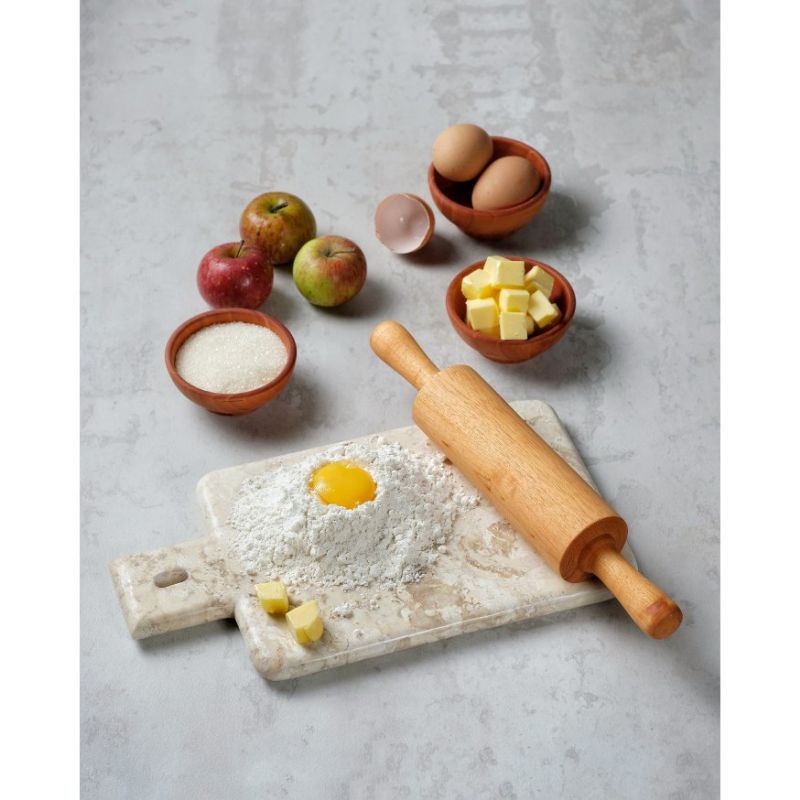 Penggiling Adonan Kayu Pegangan - Wooden Rolling Pin with Handle (Homliv)