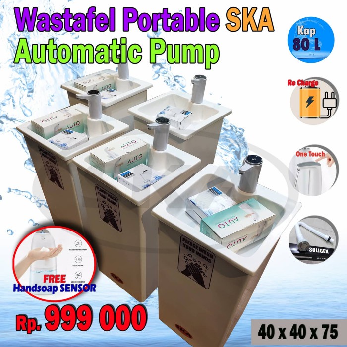 T.Lillie - Wastafel Portable Kap 80 L + Kran Sensor + Free Handsoap Sensor