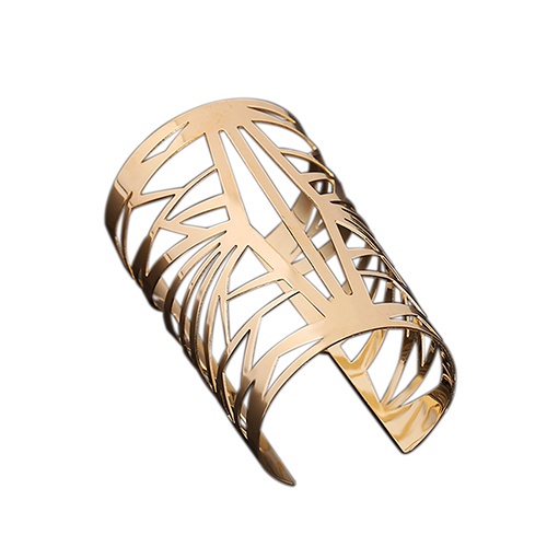 Perhiasan Gelang Bangle Cuff Barcelet Terbuka Pola Rongga Warna Emas Untuk Hadiah