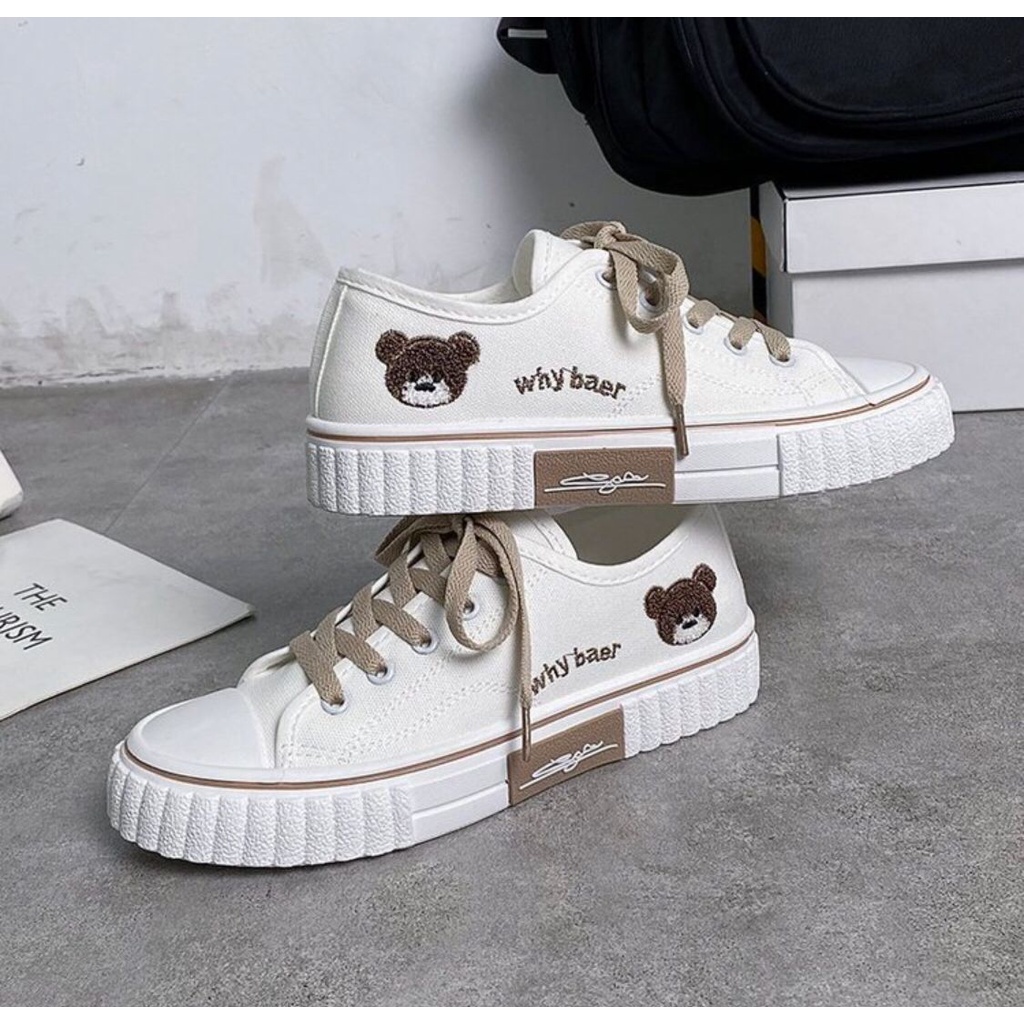 FREE BOX + BUBBLE WRAP SEPATU SNEAKERS IMPORT BEAR CANVAS.