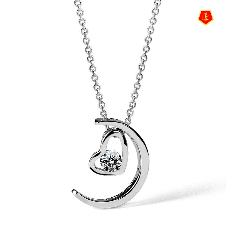 [Ready Stock]Moon Heart Necklace Female Pendant Korean Style Sweet Fashion