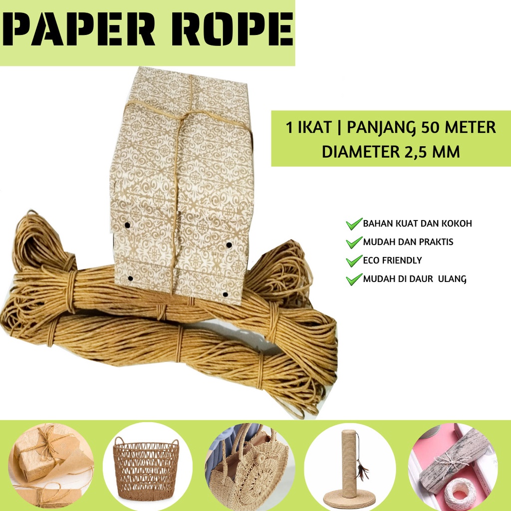 Tali Kertas Tali Rami Paper Rope 2.5 Mm (PR5-Panjang 50 Meter)