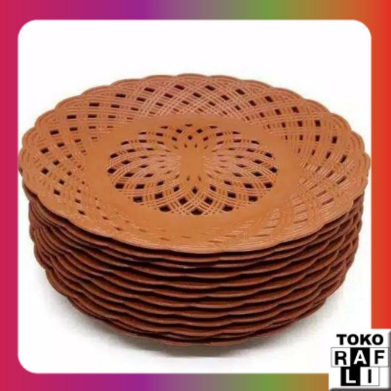 Piring Anyam Plastik 1 Lusin Model Anyaman Piring Rotan Plastik