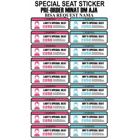 STICKER SPECIAL SEAT/STIKER SPECIAL SEAT/STIKER SPESIAL SEAT