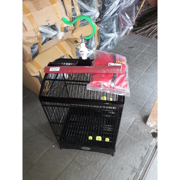 sangkar/kandang kotak Ebod no 2 warna hitam full set