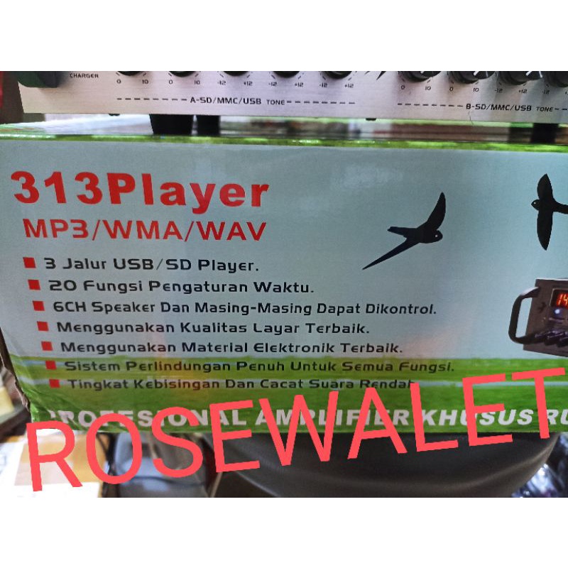 AMPLI WALET ACHITECH 313Player 3 USB 6 CHANNEL SPEAKER + SUARA PANGGIL &amp; INAP