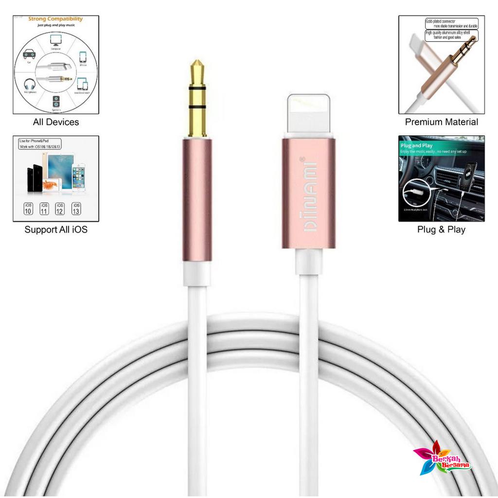 DIINAMI kabel iphone Lightning to aux 3.5mm Type C To Jack 3.5MM Premium Nylon kabel Audio BB8296