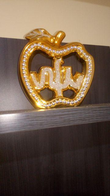 Pajangan Keramik Allah & Muhammad Diamond Gold Apel 2pc T:21cm Bb767