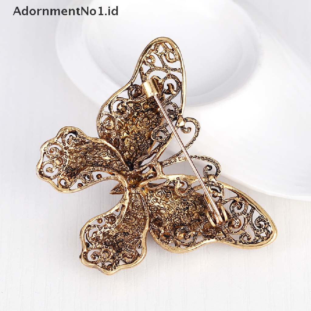 (AdornmentNo1) Bros / Pin Butterfly Kristal Mewah Untuk Aksesoris Pakaian (ID)