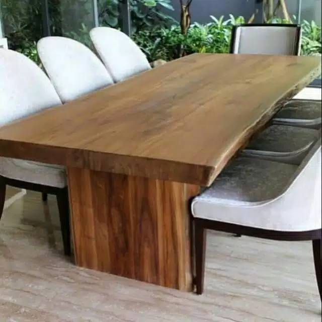 set meja makan kayu trembesi,top,mebel jepara