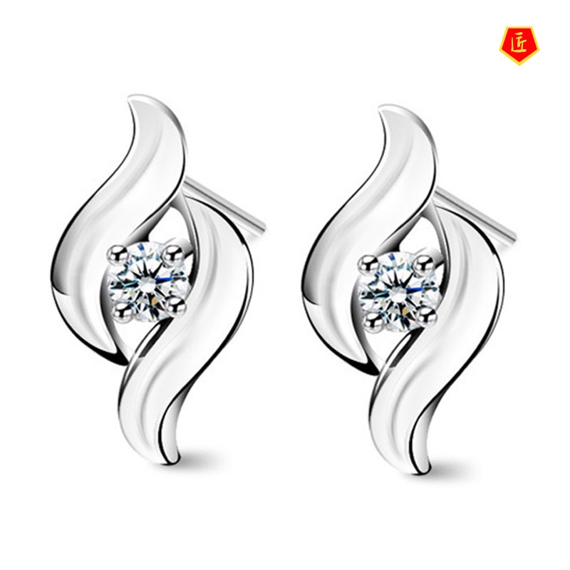 [Ready Stock]Fashion Graceful Silver Diamond Stud Earrings