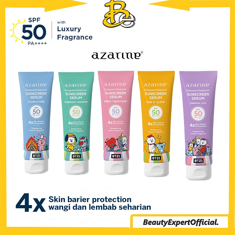 ⭐️ Beauty Expert ⭐️ Azarine X BT21 Body Guard Moisturizer Sunscreen Serum SPF 50 PA++++ | BPOM Bodyguard Collab Line BTS Sunscreen block SPF 50 PA++++ | Sunscreen BTS baru Azarine
