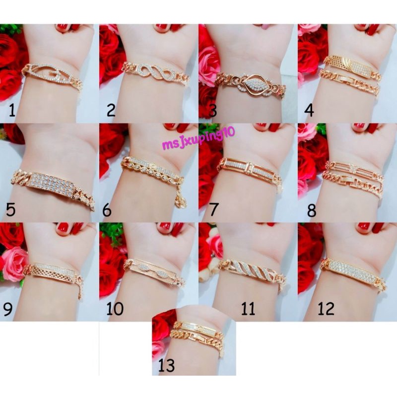 Gelang Tangan Xuping Gold Wanita Dewasa Motif Rantai Permata Cantik Ac17