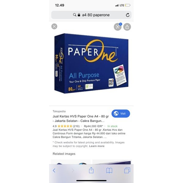 

Termurah A4 80 paperone hvs Spesial