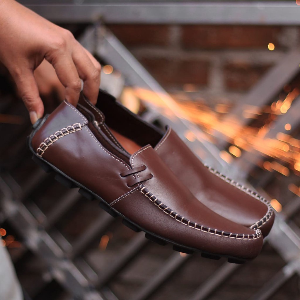 Sepatu Slip On Slop Pria Kulit Asli LACOSTE 02 ORIGINAL Handmade Bandung Sepatu Pria Kerja