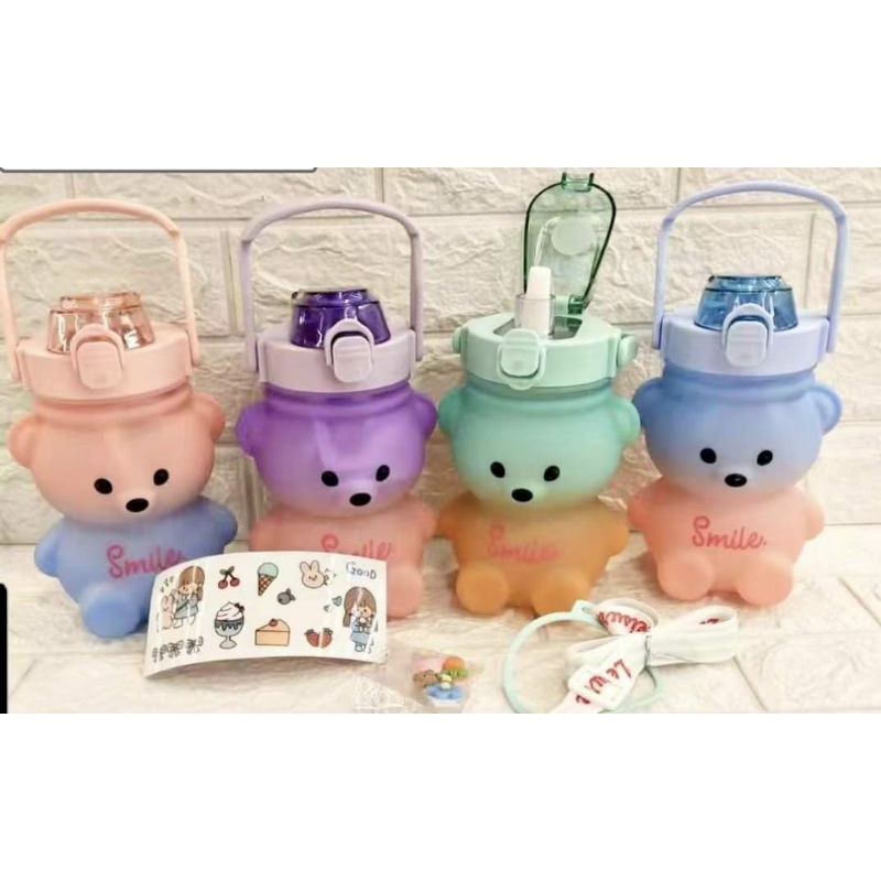 KD1 Botol Smile Bear Gradasi &amp; Transparan Milenial