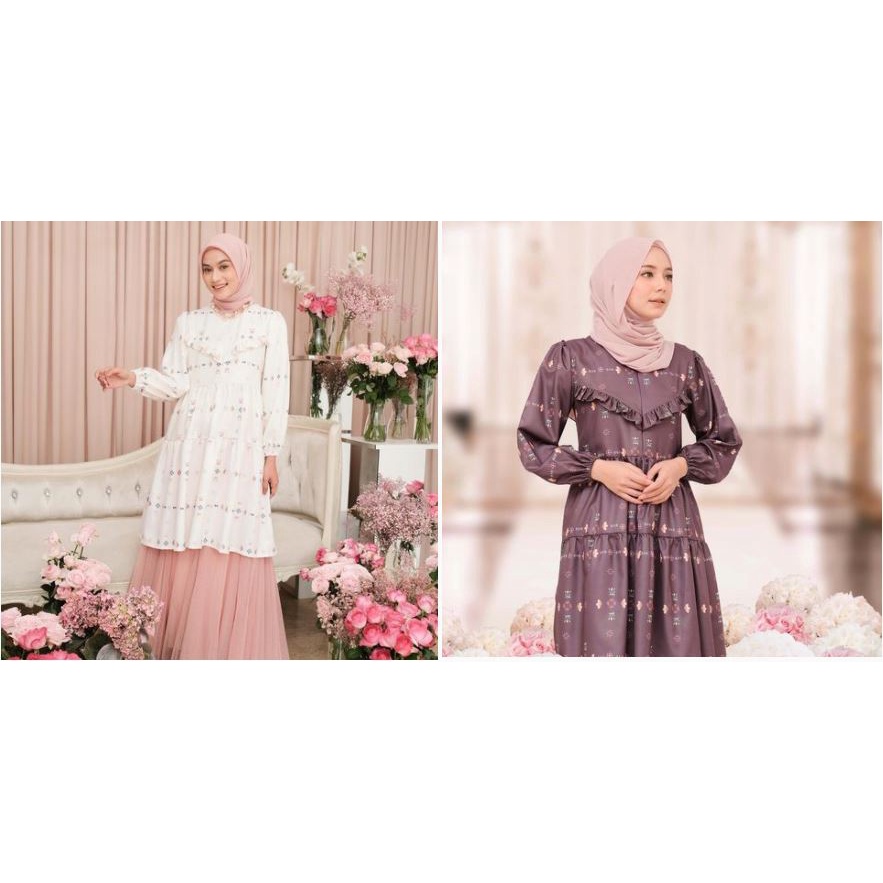 Rumi Tunik VanillaHijab White, Brunette Ready Stock