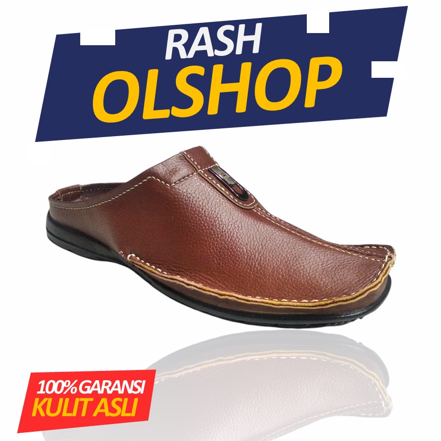 Sepatu Sandal Pria Model Selop Bustong Terbaru Bahan Kulit Asli Nyaman Dan Berkualitas