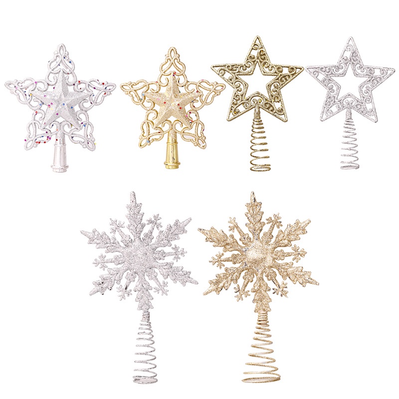Ornamen Bintang Glitter Warna Emas Silver Untuk Dekorasi Pohon Natal