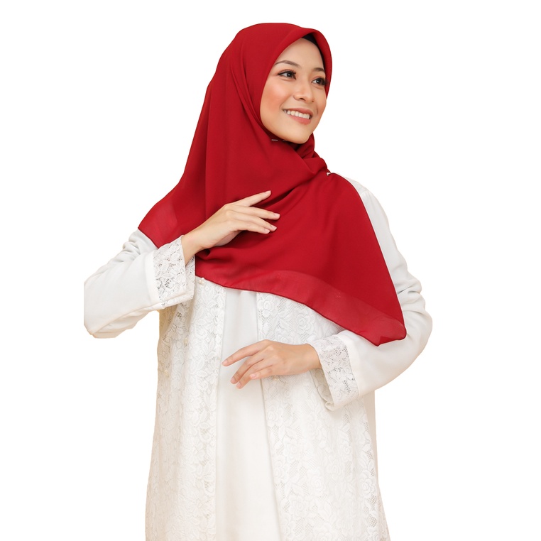 Umama Scarf - Kerudung Polos Segi Empat Potton Square-red wine