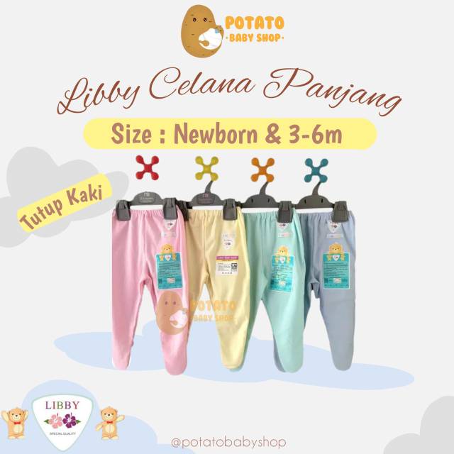 Libby Baby - 3Pcs Celana Panjang Tutup Kaki Polos &amp; Motif