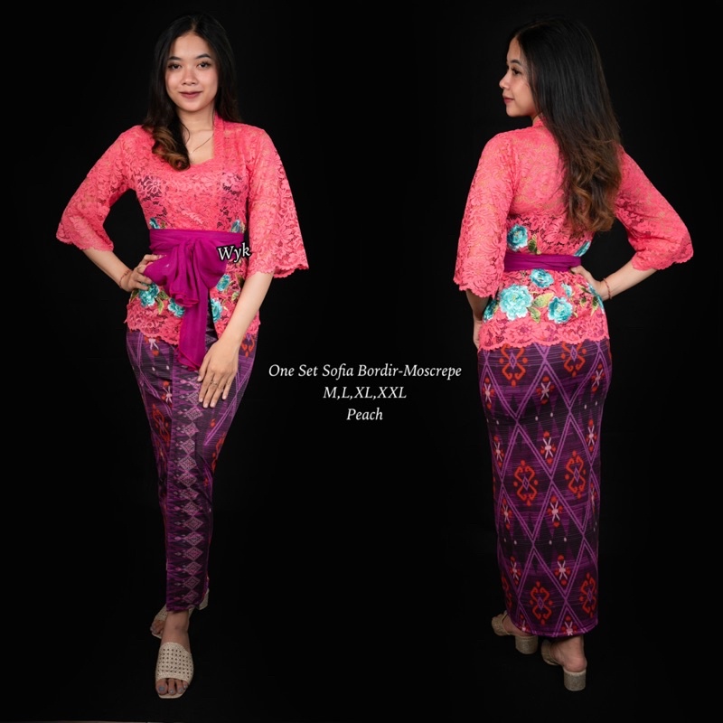 One Set / Setelan Kebaya Sofia Bordir-Moscrepe/Kebaya Bali/Kebaya Murah/Setelan Kebaya Termurah