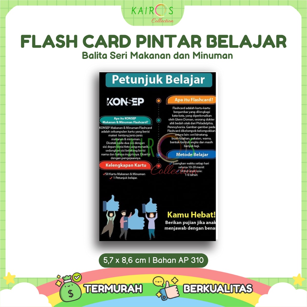 Flashcard /Flash card Kartu Pintar Belajar Balita Seri Makanan dan Minuman