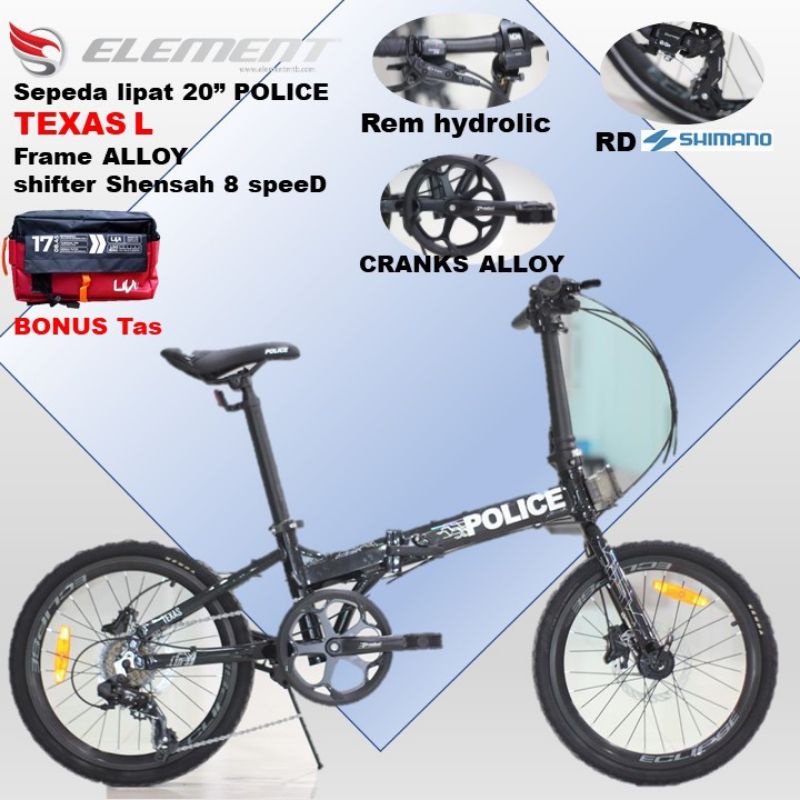 SEPEDA LIPAT 20 INCH ELEMENT POLICE TEXAS L LASER HYDRAULIC