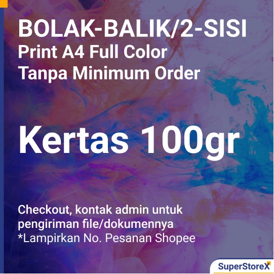Jasa Print HVS A4 100gr Color Warna 100 gram Cetak 2 Sisi bolak balik