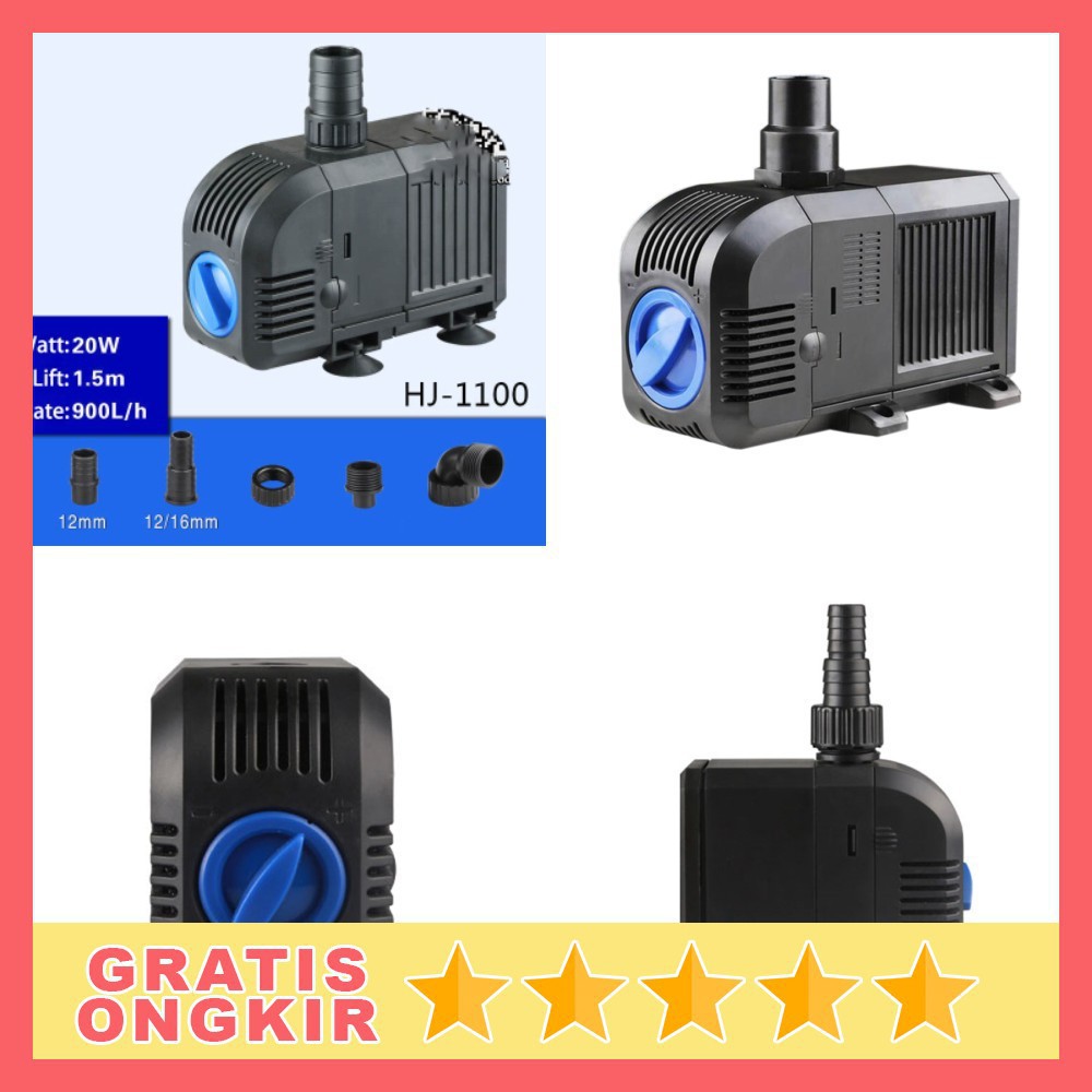 Grab Medan Pompa Air Aquarium Ikan Quiet Submersible Pump Fish Tank 20W SUNSUN HJ-1100 Hitam