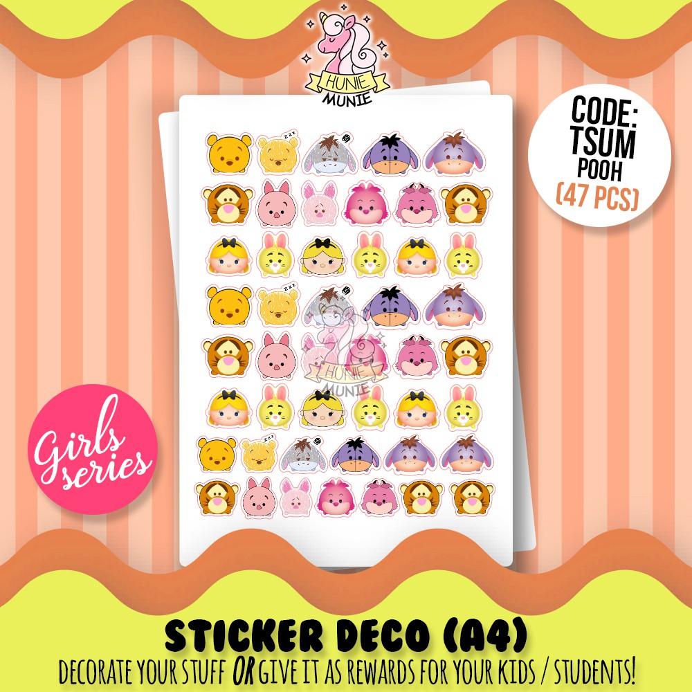 

Sticker Deco - Tsum Character SERIES - GIRLS SERIES - Stiker Reward Anak Cake Topper - Hunie Munie