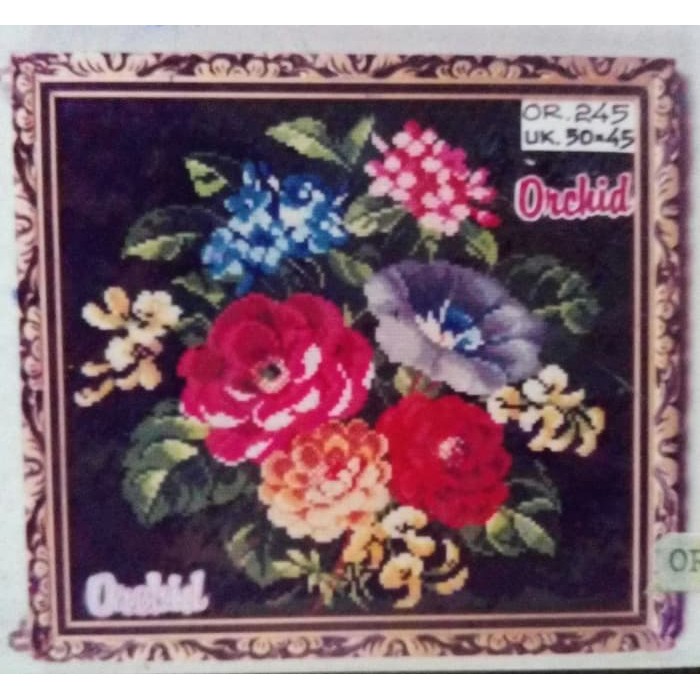 KRUISSTEEK KRISTIK ORCHID MOTIF BUNGA OR 245