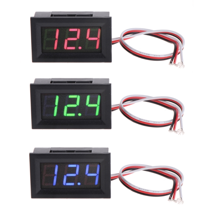 Tester Voltmeter Digital Mini dengan Baterai DC 0-40v Warna Merah / Biru / Hijau