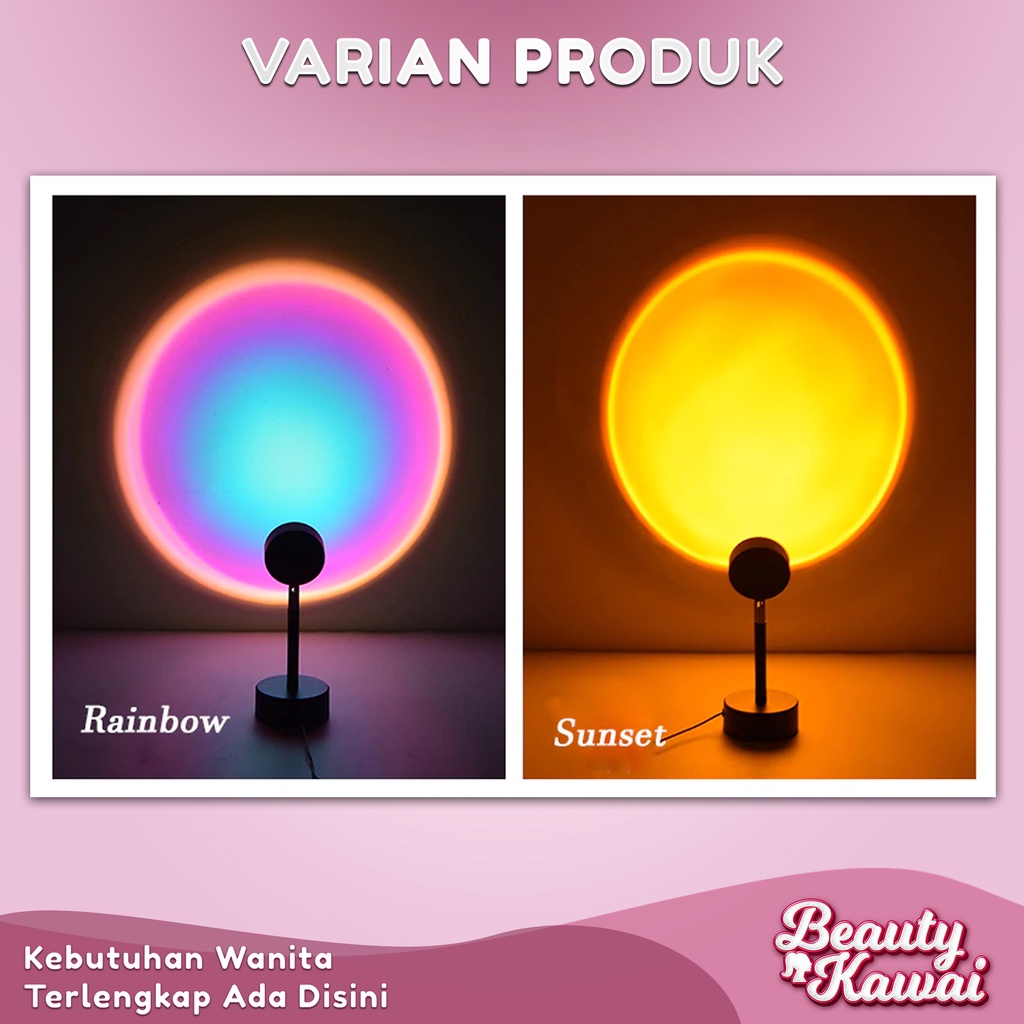 Lampu Sunset LED Aesthetic Kamar Rainbow USB Plug