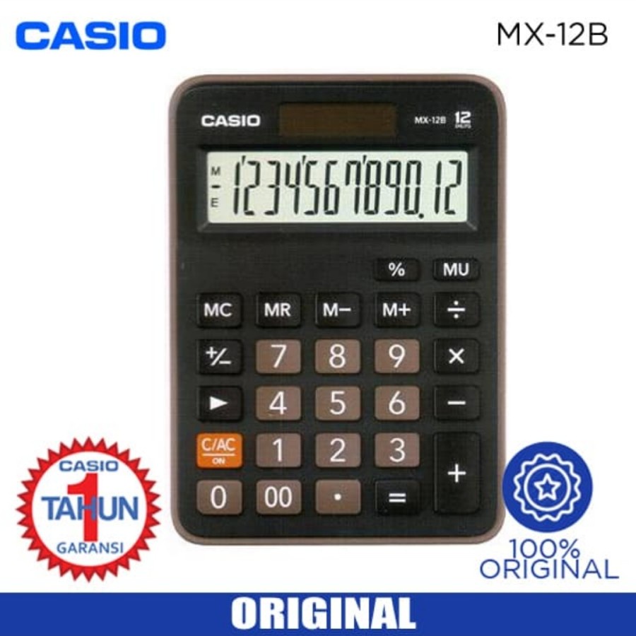 Kalkulator Desktop CASIO MX-12B 12 Digit Calculator Meja Office Desktop - Hitam