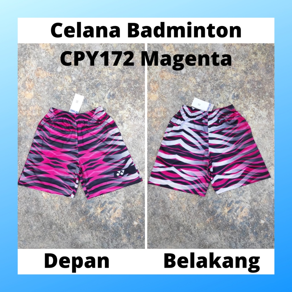 Celana badminton pria manset pendek futsal outfit short pants bawahan wanita bulutangkis dewasa kostum sepak bola pakaian olahraga surfing apparel menset sport casual sepeda compression suit base layer voli CPY172 magenta loreng