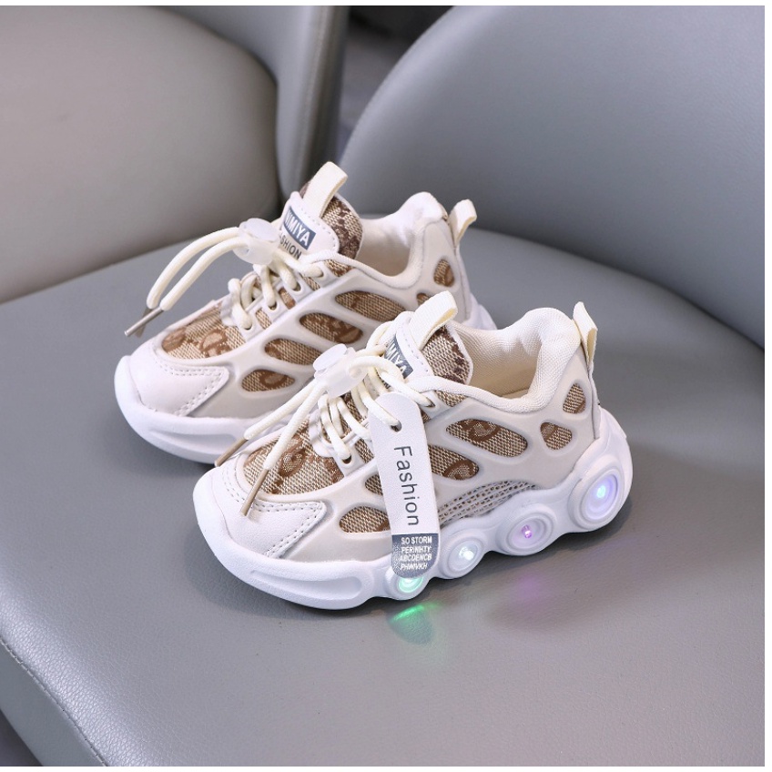 babyfit [size 21-30]sepatu lampu LED MIEWA sneakers anak import qt-0531r